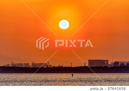 春の舞浜からの夕日 春の舞浜からの夕日 87641656