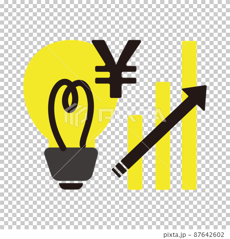 隨著電價上漲而上漲的圖形和箭頭圖標說明材料（平面） 87642602