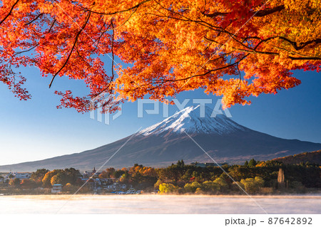 《山梨県》秋の富士山・紅葉のアーチ 87642892