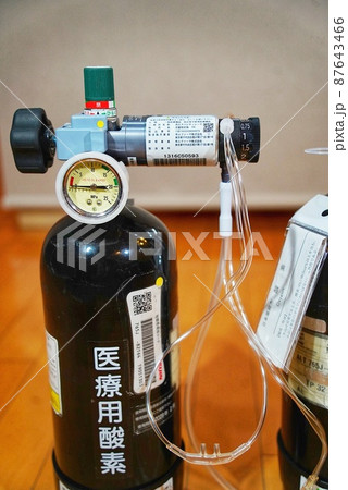 医療用の在宅酸素ボンベとマスク 医療用の在宅酸素ボンベとマスク 87643466