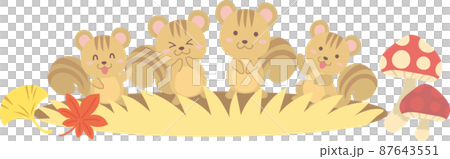 落ち葉とキノコとリス4匹 87643551