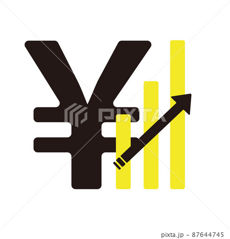 円(¥)と上昇するグラフのアイコンイラスト素材(フラット) 円(¥)と上昇するグラフのアイコンイラスト素材(フラット) 87644745