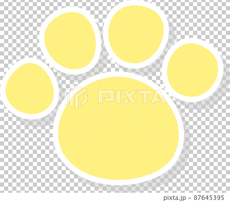 Cream yellow animal footprints, light yellow, white border'with shadow 87645395