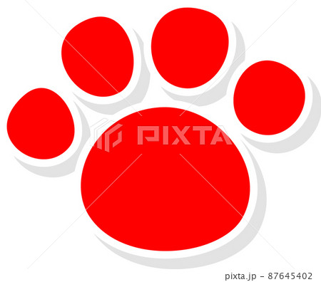 赤色の犬の足跡 白縁影付き 赤色の犬の足跡 白縁影付き 87645402