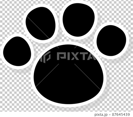 黒色の犬の足跡　白縁影付き 87645439