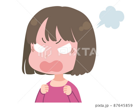 怒っている若い女性のイラスト 怒っている若い女性のイラスト 87645859