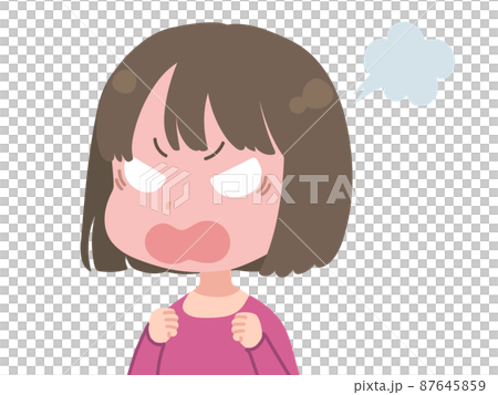 怒っている若い女性のイラスト 怒っている若い女性のイラスト 87645859