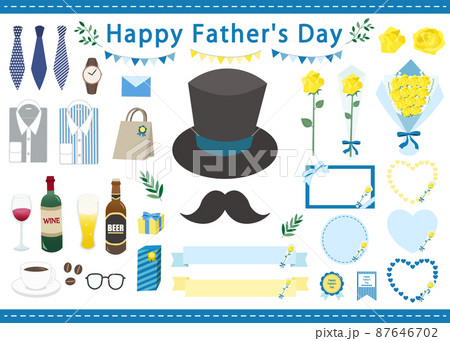 父の日のイラストとフレームのセット 87646702