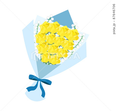黄色いバラの花束のイラスト 87646706