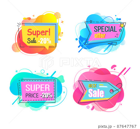 Super and Special Sale Offer Stickers Vector Set Super and Special Sale Offer Stickers Vector Set 87647767
