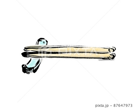 箸と箸置きの手描き和風イラスト 87647973