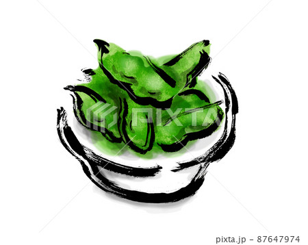 枝豆の手描き和風イラストのイラスト素材