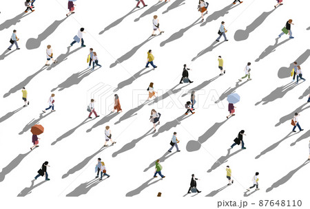 goup of people walking aerial - illustration of crowd of people 87648110