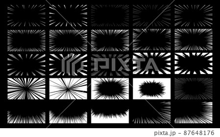 白色の集中線のベクターイラストの素材セット 87648176