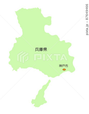 日本地図 近畿 兵庫県 影無し 淡路島付 緑のイラスト素材