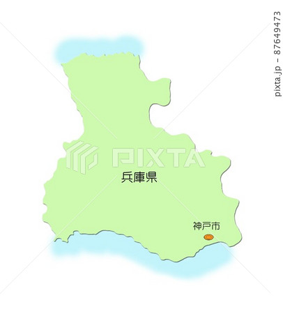 日本地図 近畿地方 兵庫県 影付 海付 淡路島無し 緑のイラスト素材