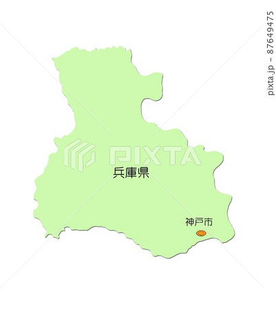 日本地図 近畿地方 兵庫県 影付 淡路島無し 緑のイラスト素材