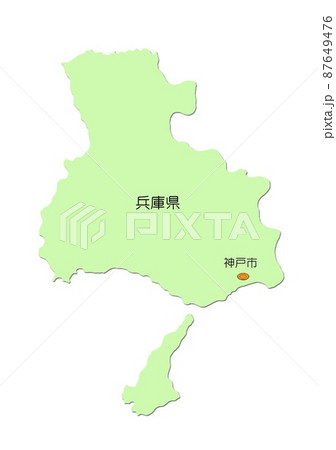 日本地図 近畿地方 兵庫県 影付 淡路島付 緑のイラスト素材