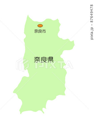 日本地図 近畿地方 奈良県 影無し 緑のイラスト素材