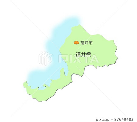 日本地図　中部地方　福井県　影付　海付　緑 87649482