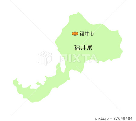 日本地図 中部地方 福井県 影無し 緑のイラスト素材