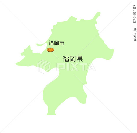 日本地図 九州地方 福岡県 影無し 緑 日本地図 九州地方 福岡県 影無し 緑 87649487