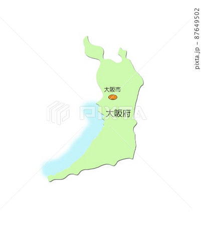 日本地図 近畿地方 大阪府 影付 海付 緑のイラスト素材
