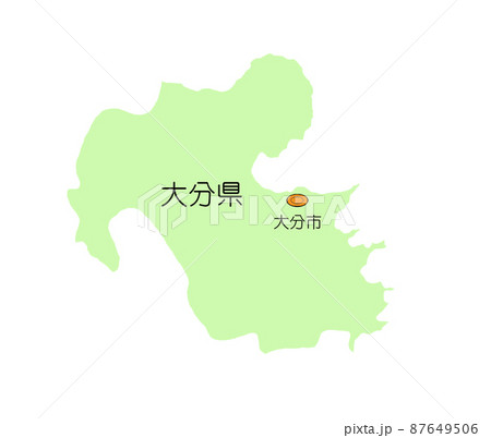 日本地図　九州地方　大分県　影無し　緑 87649506