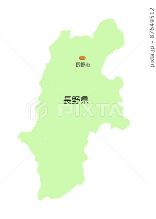 日本地図 中部地方 長野県 影無し 緑のイラスト素材