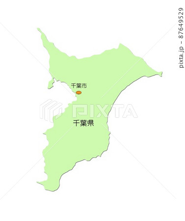 日本地図　関東地方　千葉県　影付　緑　 87649529