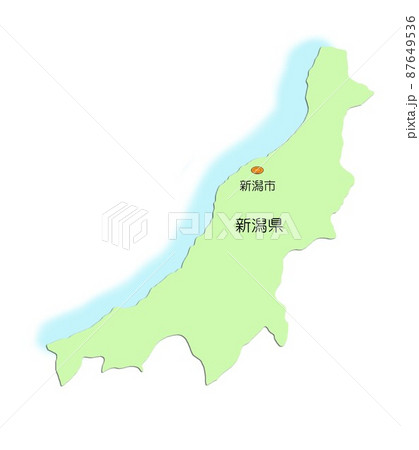 日本地図 中部地方 新潟県 影付 海付 佐渡島無し 日本地図 中部地方 新潟県 影付 海付 佐渡島無し 87649536
