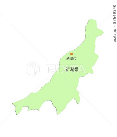 日本地図 中部地方 新潟県 影付 佐渡島無し 日本地図 中部地方 新潟県 影付 佐渡島無し 87649540