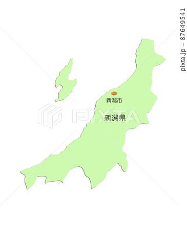 日本地図 中部地方 新潟県 影付 海付 緑 日本地図 中部地方 新潟県 影付 海付 緑 87649541