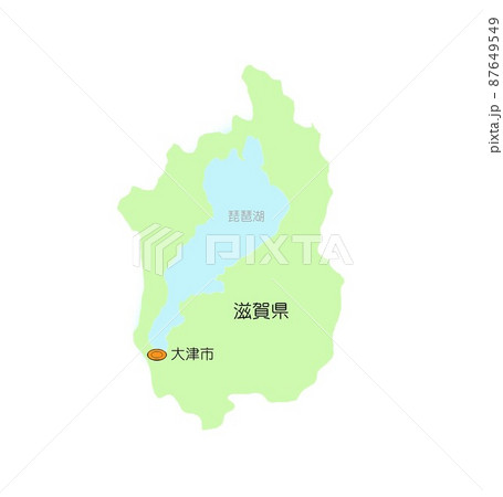 日本地図 近畿地方 滋賀県 影無し 緑のイラスト素材