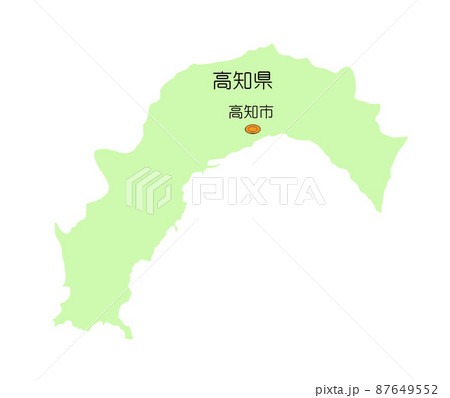 日本地図 四国地方 高知県 影無し 緑 日本地図 四国地方 高知県 影無し 緑 87649552