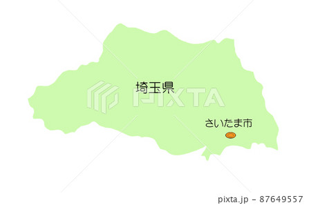 日本地図 関東地方 埼玉県 影無し 緑のイラスト素材