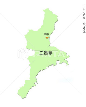 日本地図　近畿地方　三重県　影付　緑 87649560