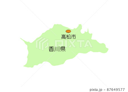 日本地図 四国地方 香川県 影無し 緑のイラスト素材