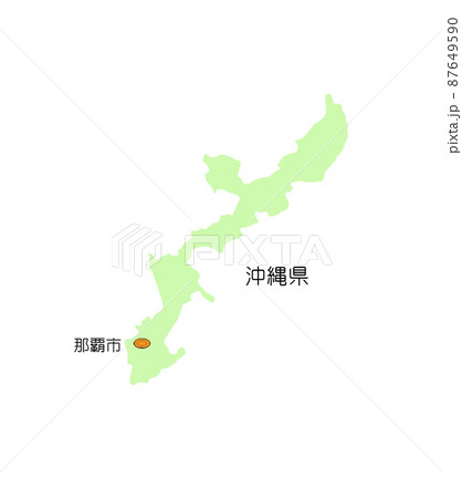 日本地図 九州地方 沖縄県 影無し 緑のイラスト素材