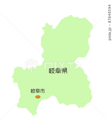 日本地図 中部地方 岐阜県 影無し 緑のイラスト素材