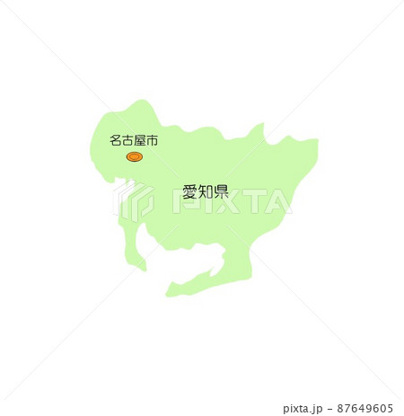 日本地図 中部地方 愛知県 影無し 緑 日本地図 中部地方 愛知県 影無し 緑 87649605