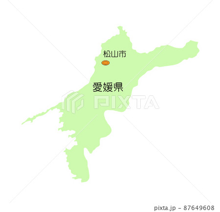 日本地図 四国地方 愛媛県 影無し 緑 日本地図 四国地方 愛媛県 影無し 緑 87649608