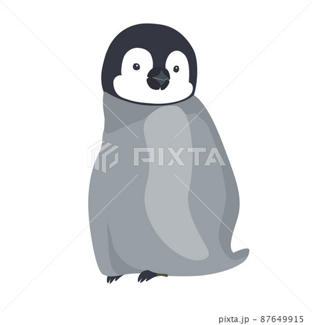 ふりむきポーズ エンペラーペンギンの赤ちゃんのイラスト素材