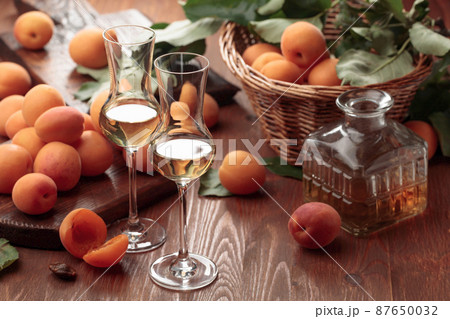 Apricot liquor with fresh fruits. Apricot liquor with fresh fruits. 87650032