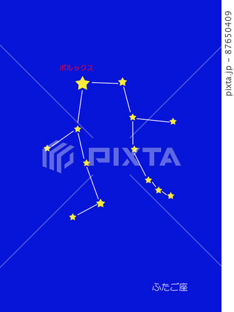 ふたご座 黄道十二星座 一等星ボルックス表示 ふたご座 黄道十二星座 一等星ボルックス表示 87650409