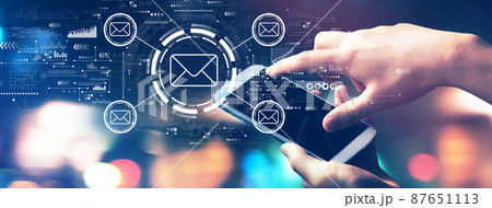 Email concept with city lights at night 87651113