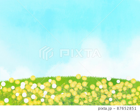 たんぽぽ 水彩画風背景素材 たんぽぽ 水彩画風背景素材 87652851