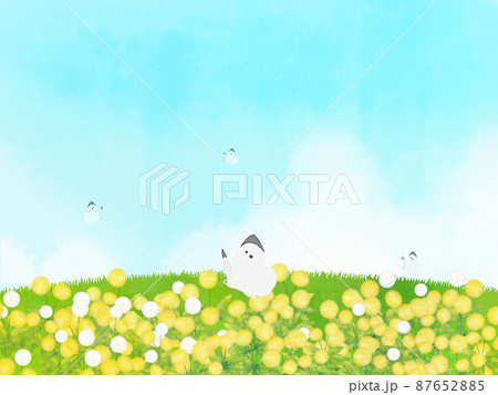たんぽぽ　水彩画風背景素材 87652885