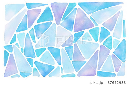 水彩画 水彩で描いた宝石のような背景 ブルーの抽象イメージ壁紙 三角模様のおしゃれ背景 のイラスト素材