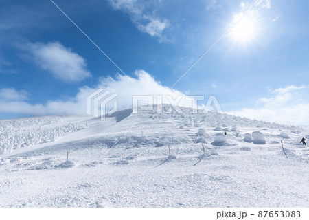 山形蔵王白銀世界樹氷原の地蔵岳の樹氷 87653083